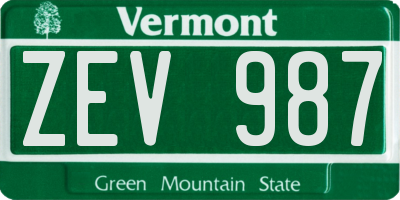 VT license plate ZEV987