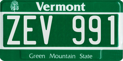 VT license plate ZEV991