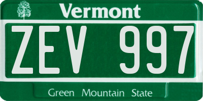 VT license plate ZEV997