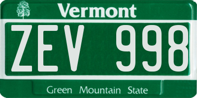 VT license plate ZEV998