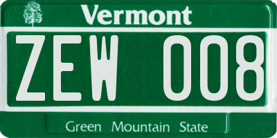 VT license plate ZEW008