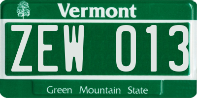 VT license plate ZEW013