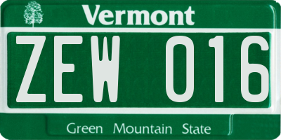 VT license plate ZEW016