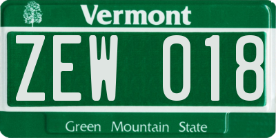 VT license plate ZEW018
