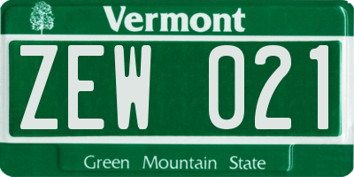 VT license plate ZEW021