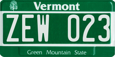 VT license plate ZEW023