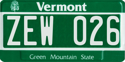 VT license plate ZEW026