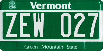 VT license plate ZEW027