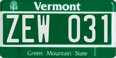 VT license plate ZEW031