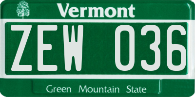 VT license plate ZEW036