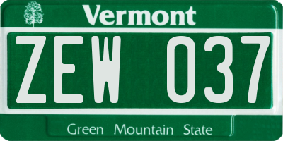 VT license plate ZEW037
