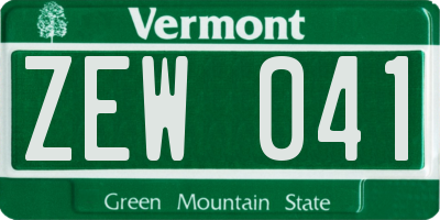 VT license plate ZEW041