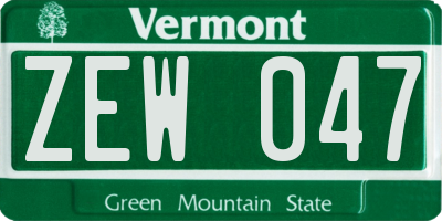 VT license plate ZEW047