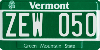 VT license plate ZEW050