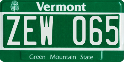 VT license plate ZEW065