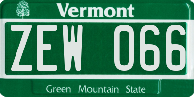 VT license plate ZEW066