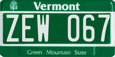 VT license plate ZEW067