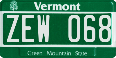 VT license plate ZEW068
