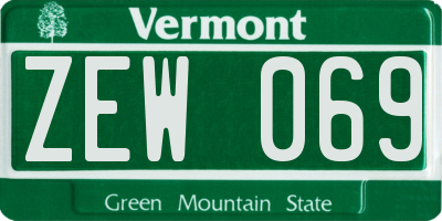 VT license plate ZEW069