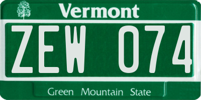 VT license plate ZEW074
