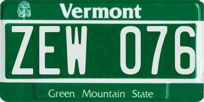 VT license plate ZEW076