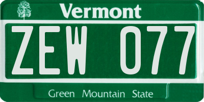VT license plate ZEW077