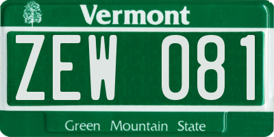 VT license plate ZEW081