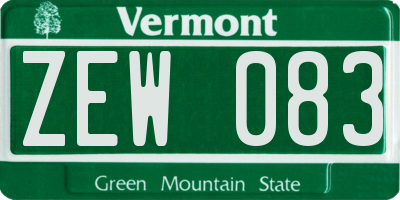 VT license plate ZEW083