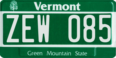 VT license plate ZEW085