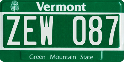 VT license plate ZEW087