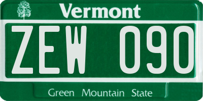 VT license plate ZEW090