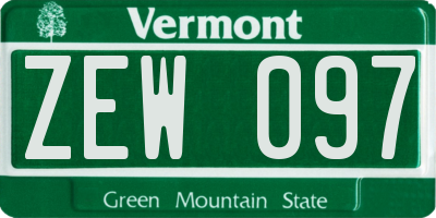 VT license plate ZEW097