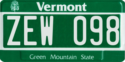 VT license plate ZEW098