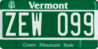 VT license plate ZEW099