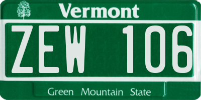 VT license plate ZEW106