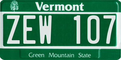 VT license plate ZEW107