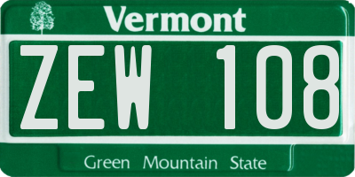 VT license plate ZEW108