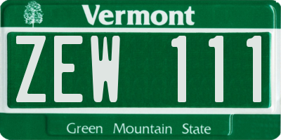 VT license plate ZEW111