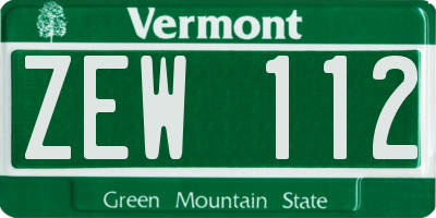 VT license plate ZEW112