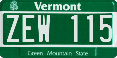VT license plate ZEW115