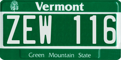 VT license plate ZEW116