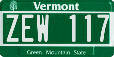 VT license plate ZEW117