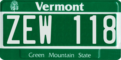 VT license plate ZEW118