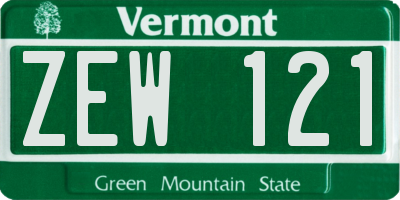 VT license plate ZEW121