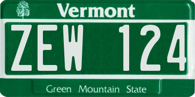 VT license plate ZEW124