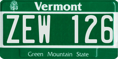 VT license plate ZEW126