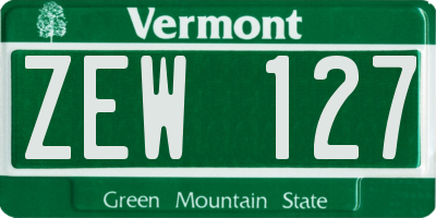 VT license plate ZEW127