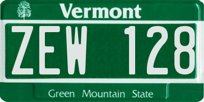 VT license plate ZEW128