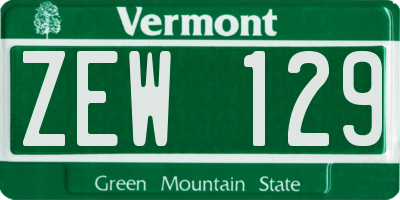 VT license plate ZEW129