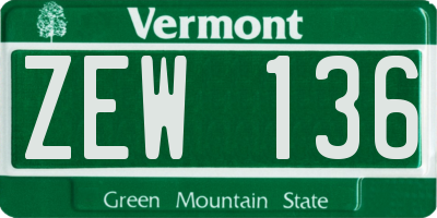 VT license plate ZEW136